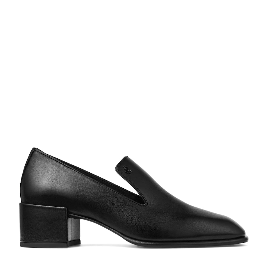 Jimmy Choo Black Eliot 45 Buffalo Leather Heeled Loafers