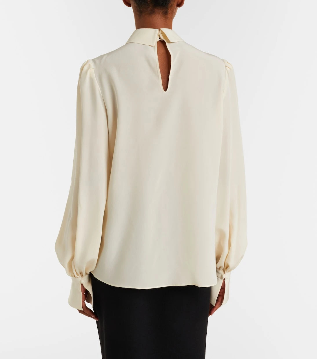 Valentino - Floral-appliqué silk crêpe de chine blouse