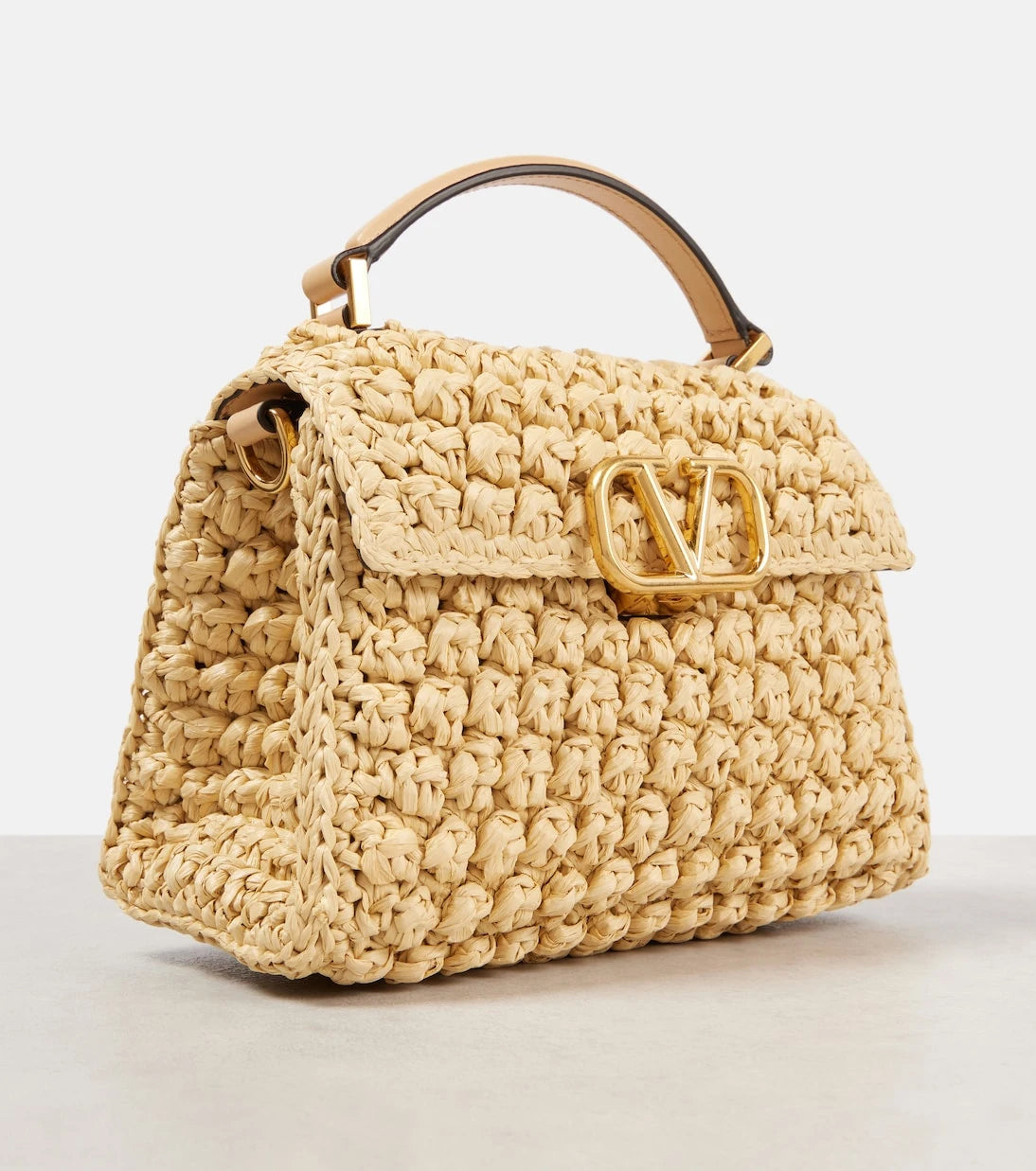 Valentino Garavani - VSling Mini raffia-effect tote bag