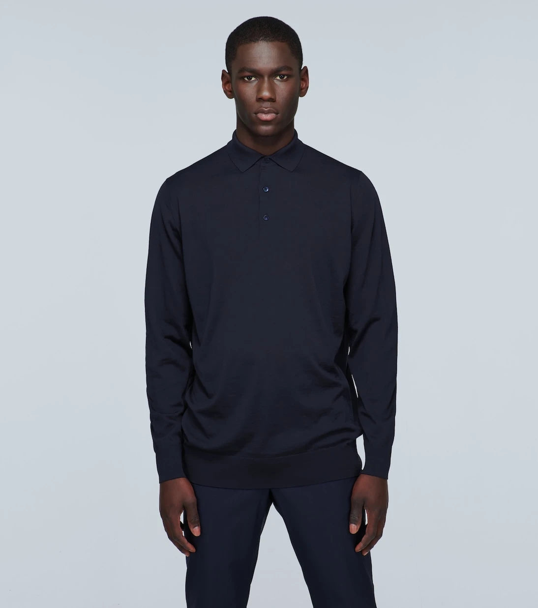 Loro Piana - قميص بولو صوف بأكمام طويلة
