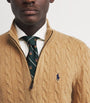 Polo Ralph Lauren Brown Wool-Cashmere Quarter-Zip Sweater
