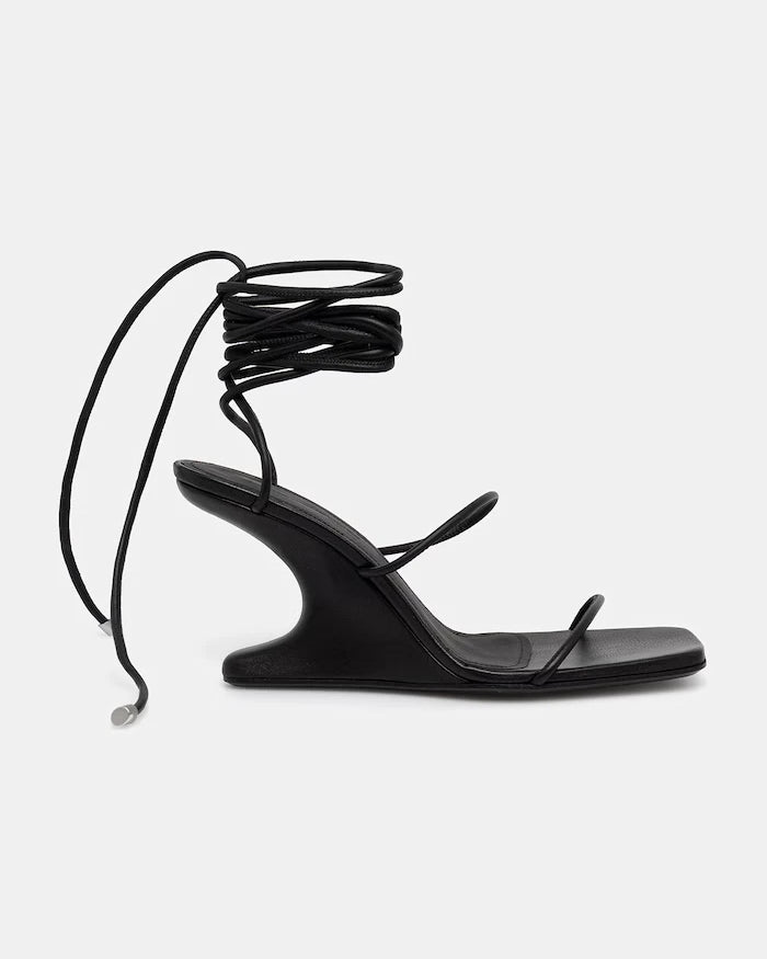 Rick Owens Lilies Cantilever 8 kesik platformlu deri sandaletler