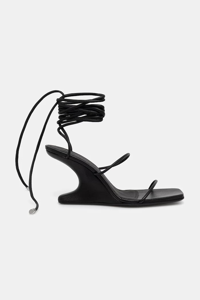 Rick Owens Lilies Cantilever 8 kesik platformlu deri sandaletler