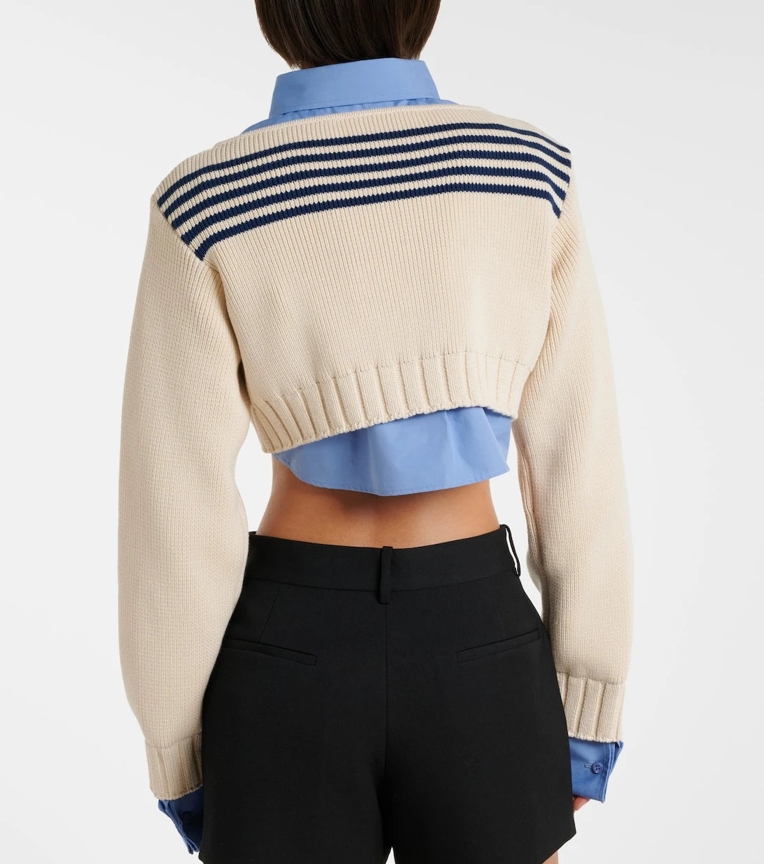 Balenciaga - Striped cropped cotton sweater