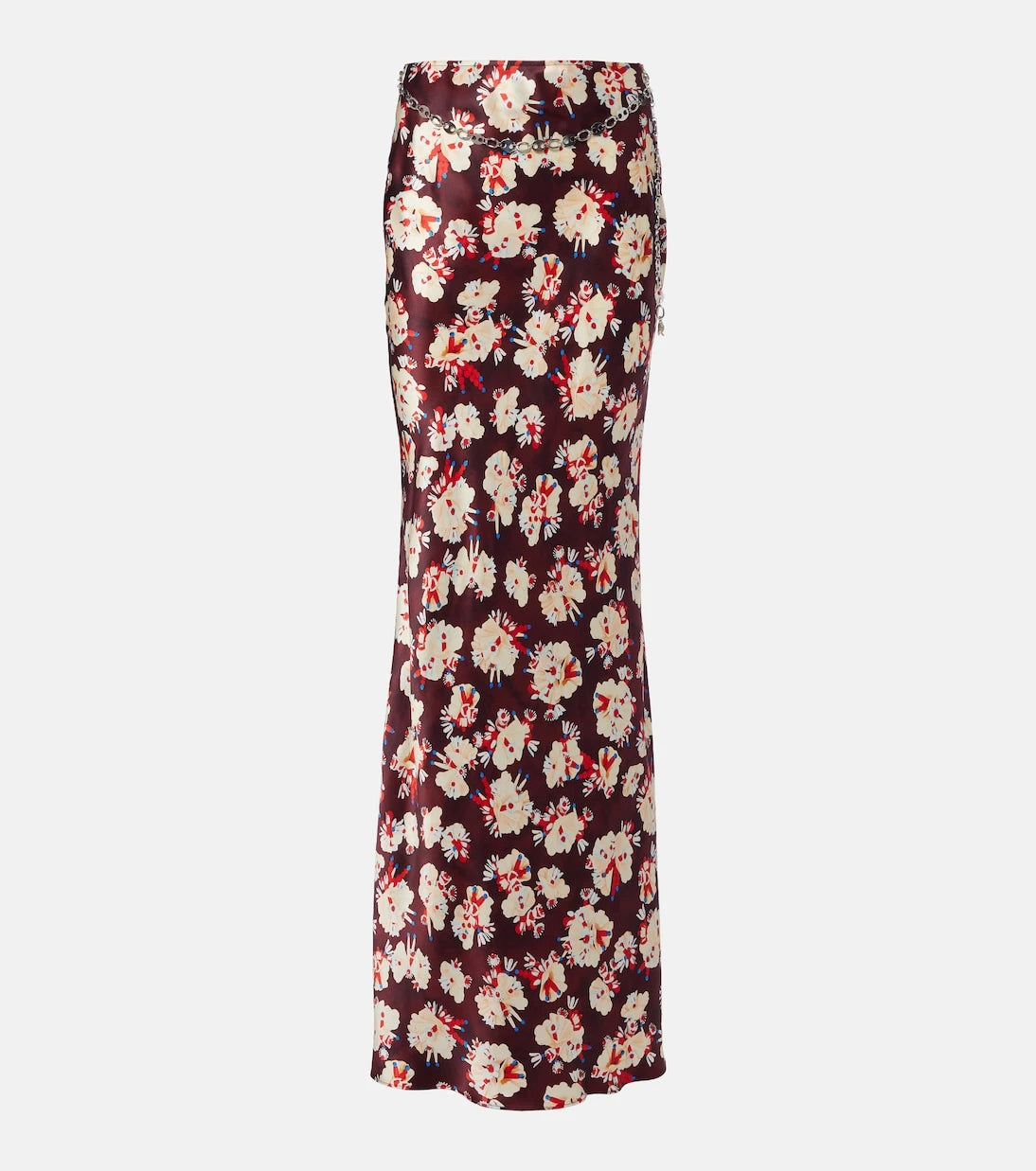 Rabanne - Chain-detail floral silk maxi skirt