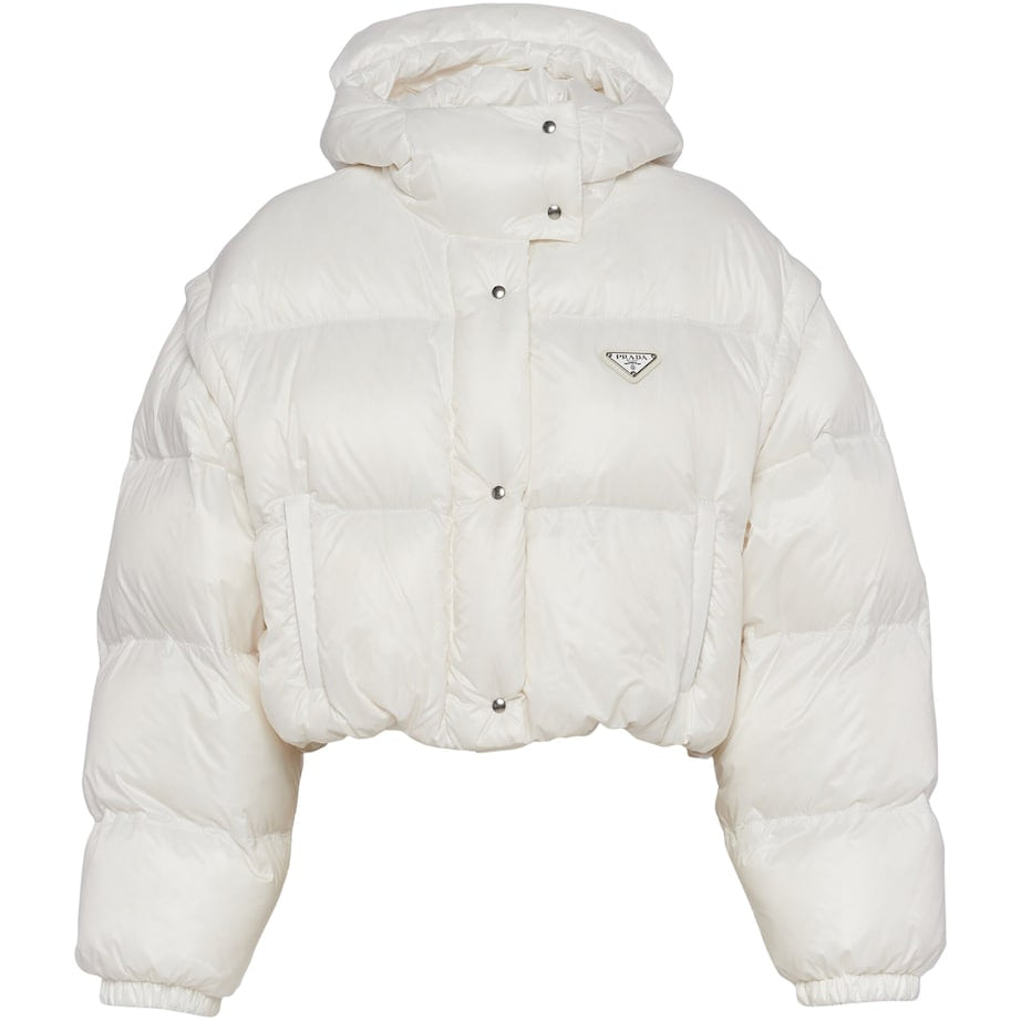 Prada White Crop Re-Nylon Puffer Jacket