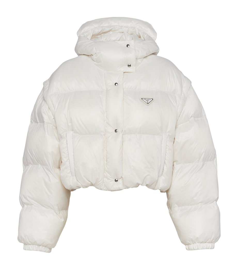 Prada White Crop Re-Nylon Puffer Jacket