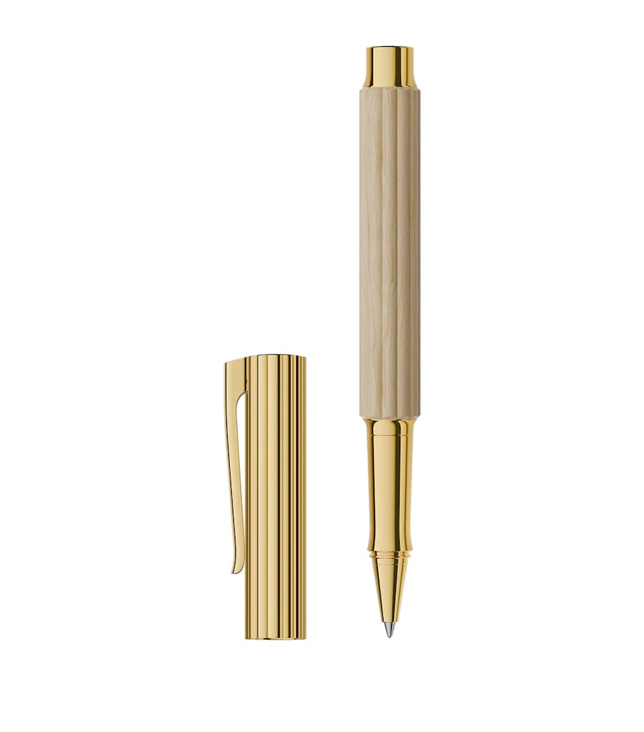Gold-Trim Hornbeam Wood Bloom Rollerball Pen