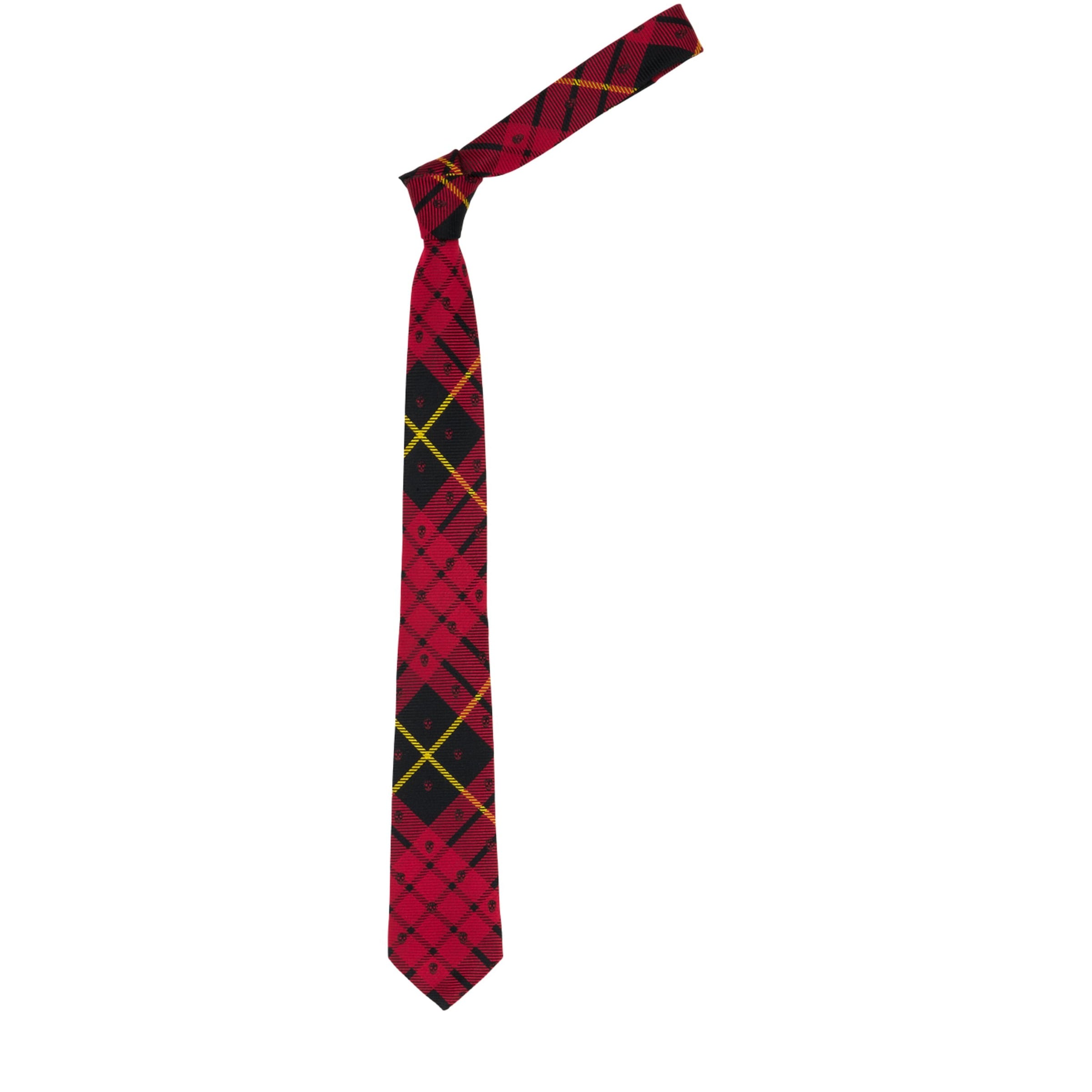 McQueen Silk Skull Tartan Tie
