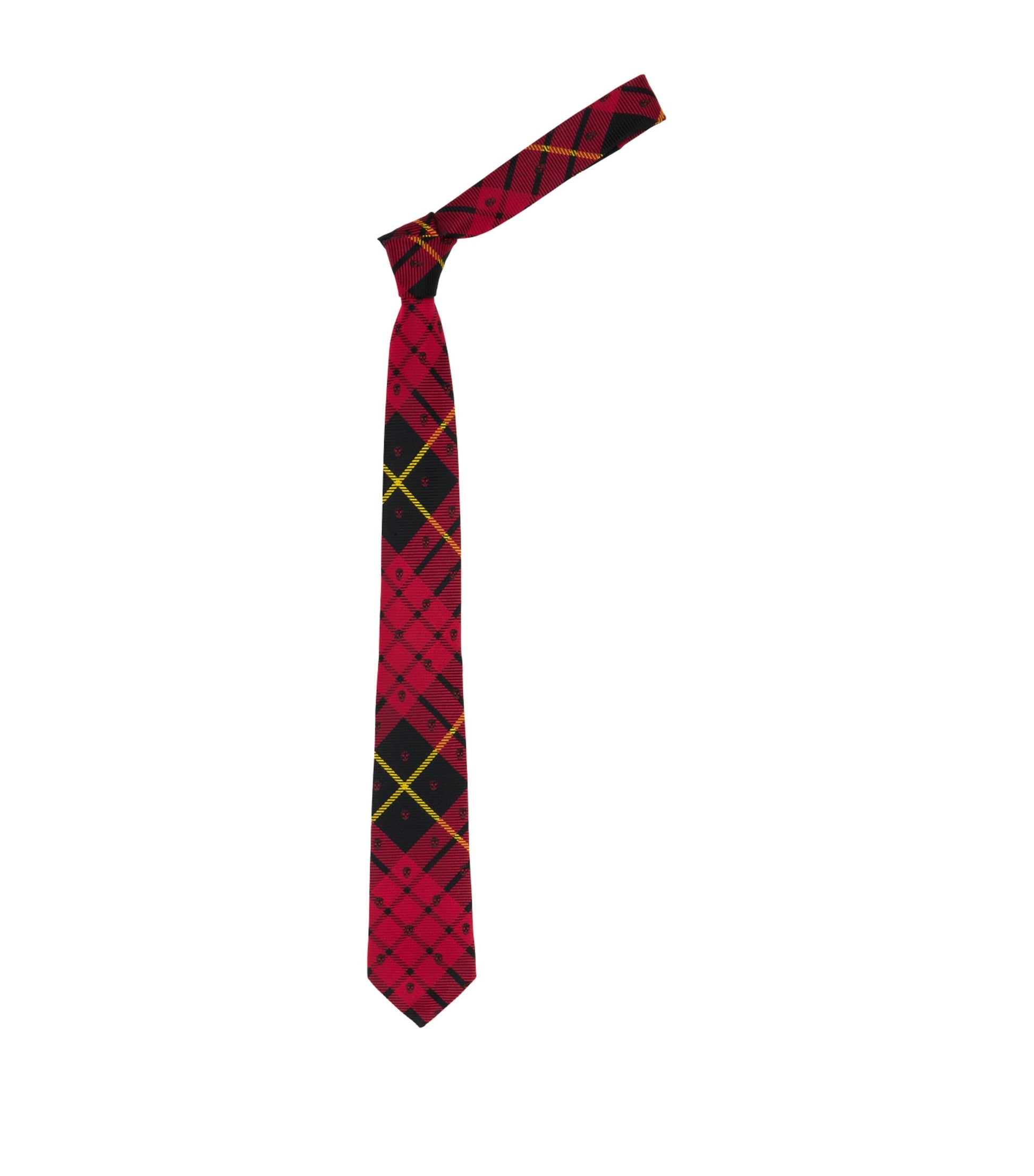 McQueen Silk Skull Tartan Tie