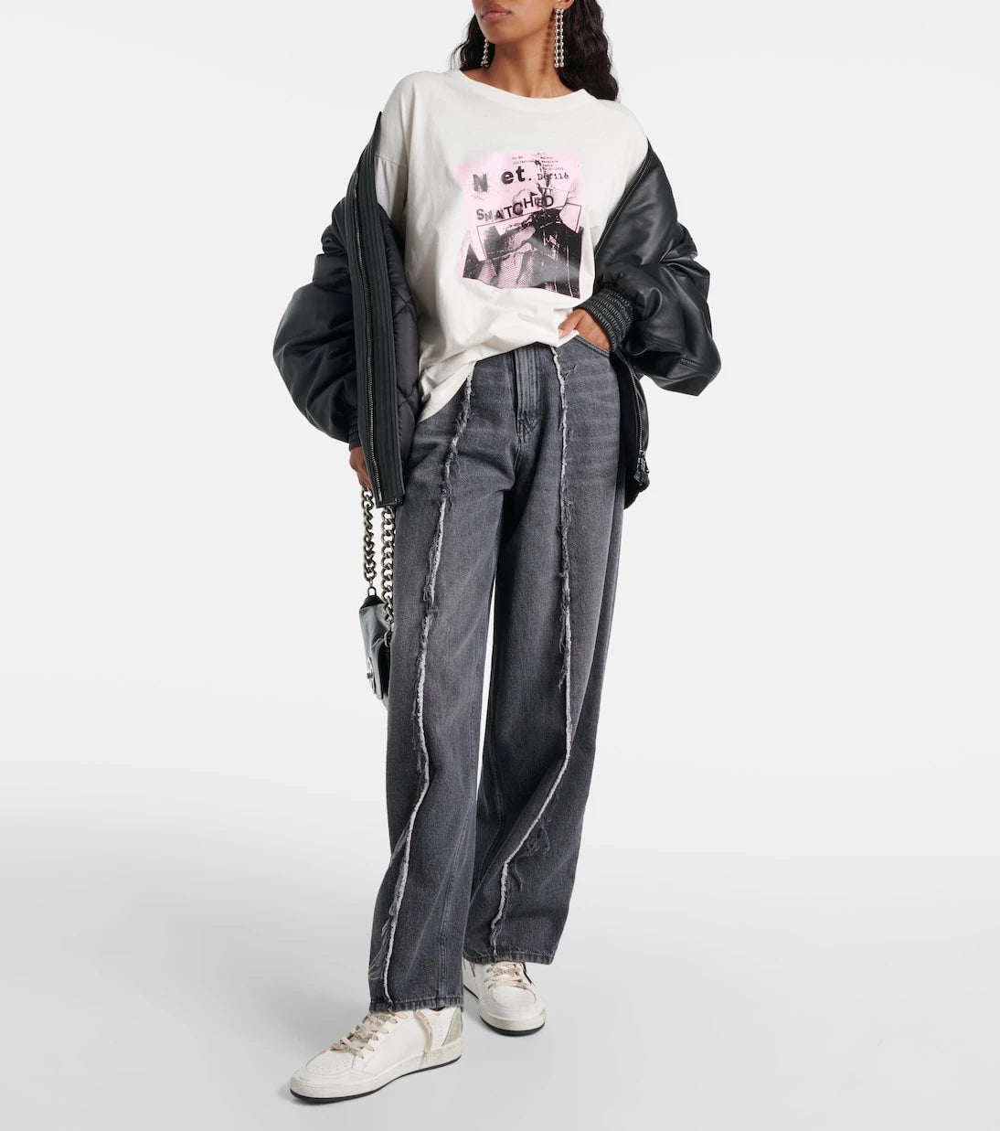 Golden Goose - حذاء سنيكرز Ball Star من الجلد اللامع