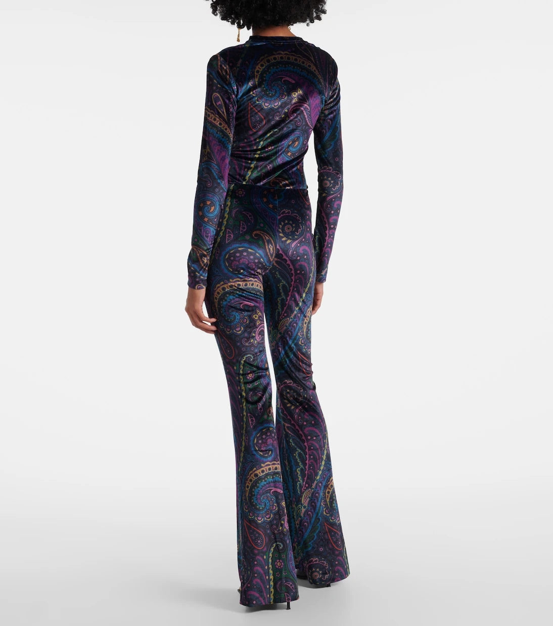 Etro - Desenli yüksek belli kadife boru paça pantolon