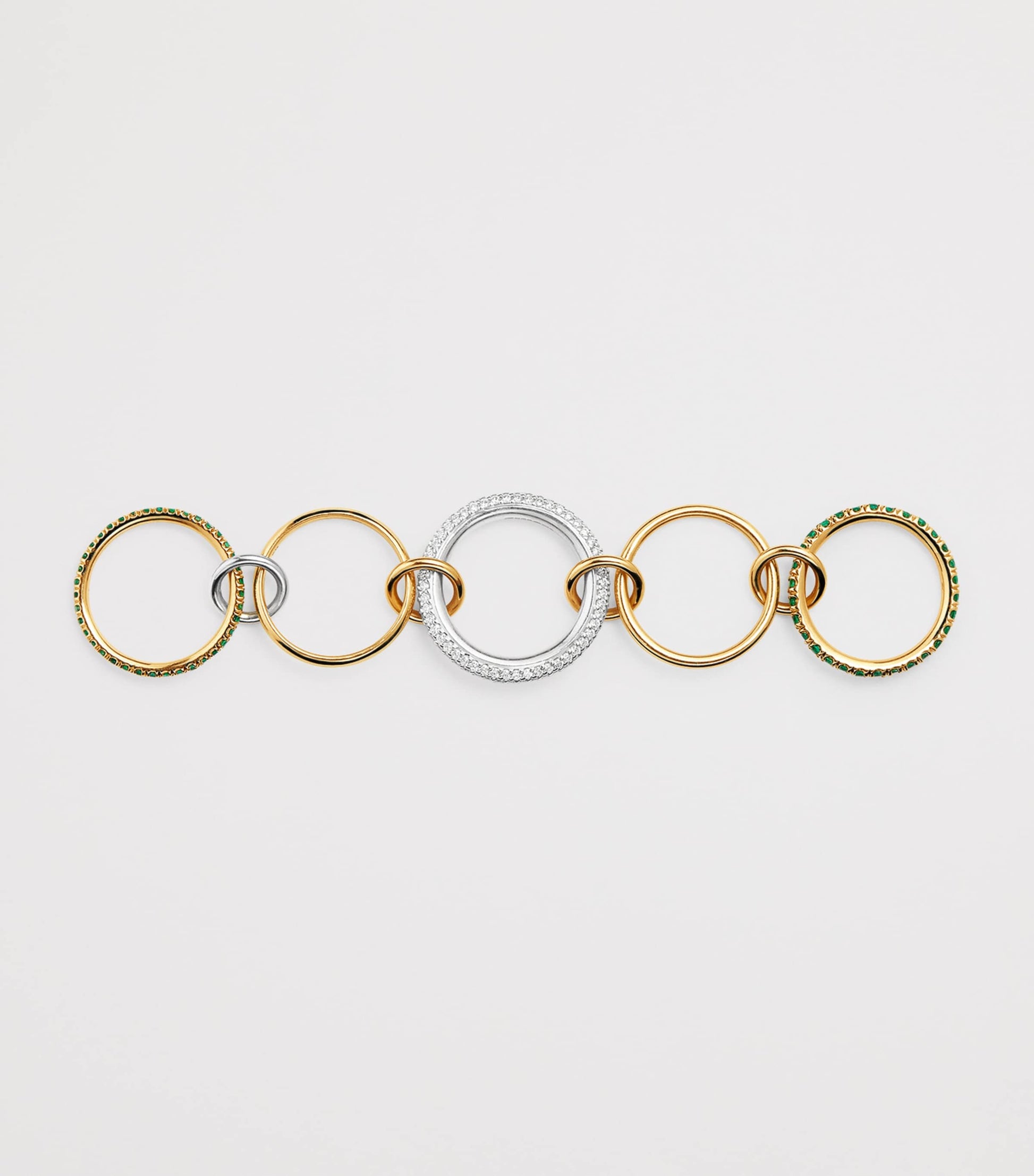 Spinelli Kilcollin Mixed Metal, Diamond and Emerald Chloe Ring (Size 7)