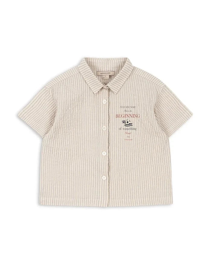 Konges Sløjd pamuk ve elastan çocuk gömleği ELLIOT SS SHIRT GOTS