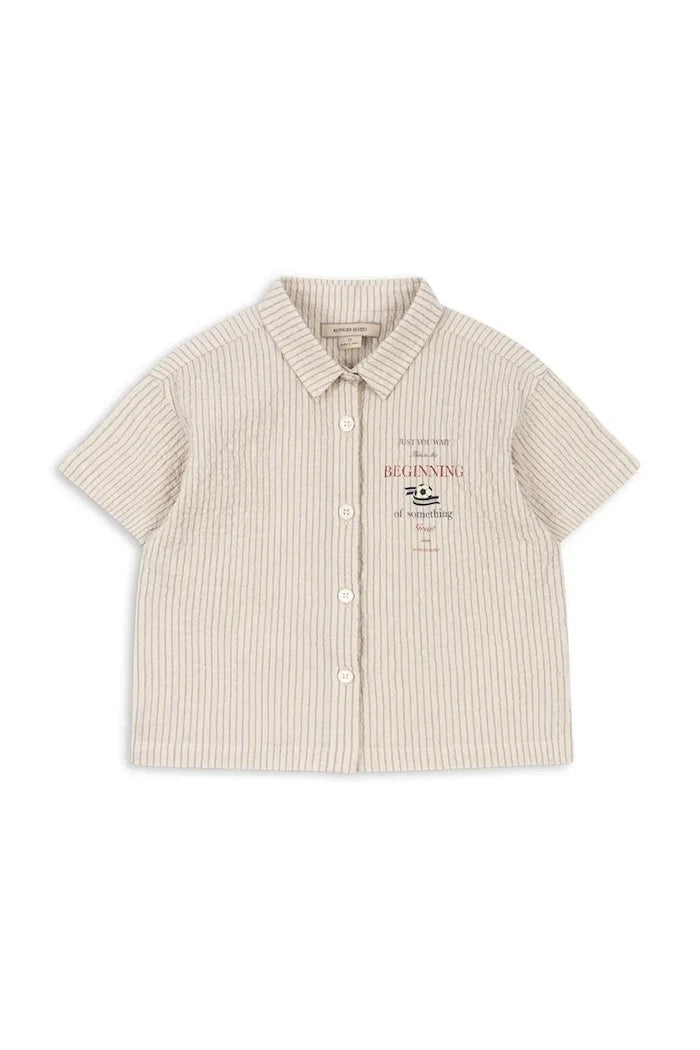Konges Sløjd pamuk ve elastan çocuk gömleği ELLIOT SS SHIRT GOTS