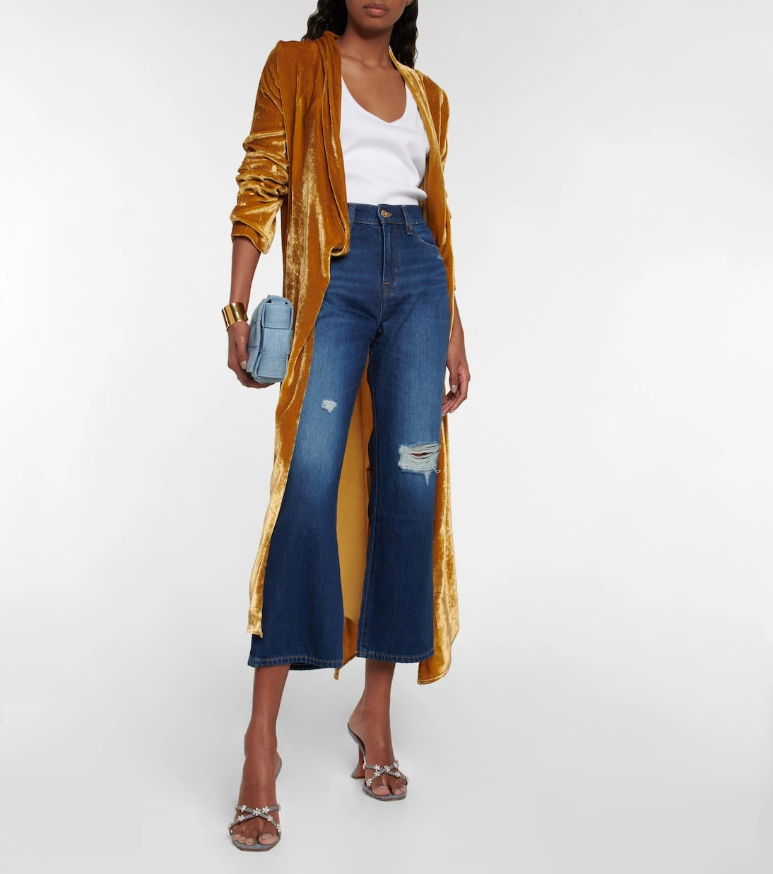7 For All Mankind - بنطلون جينز رايلي الكاحل بقصة عالية