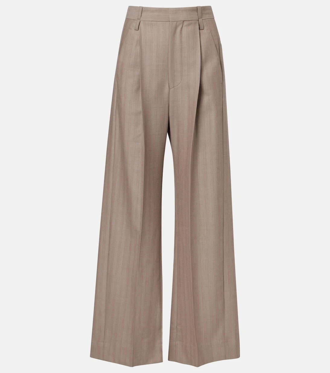 Victoria Beckham - Herringbone virgin wool pleated pants