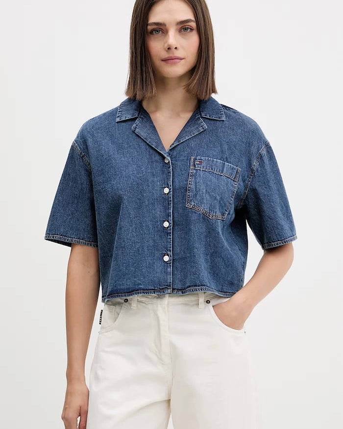 Tommy Jeans риза дамска от деним