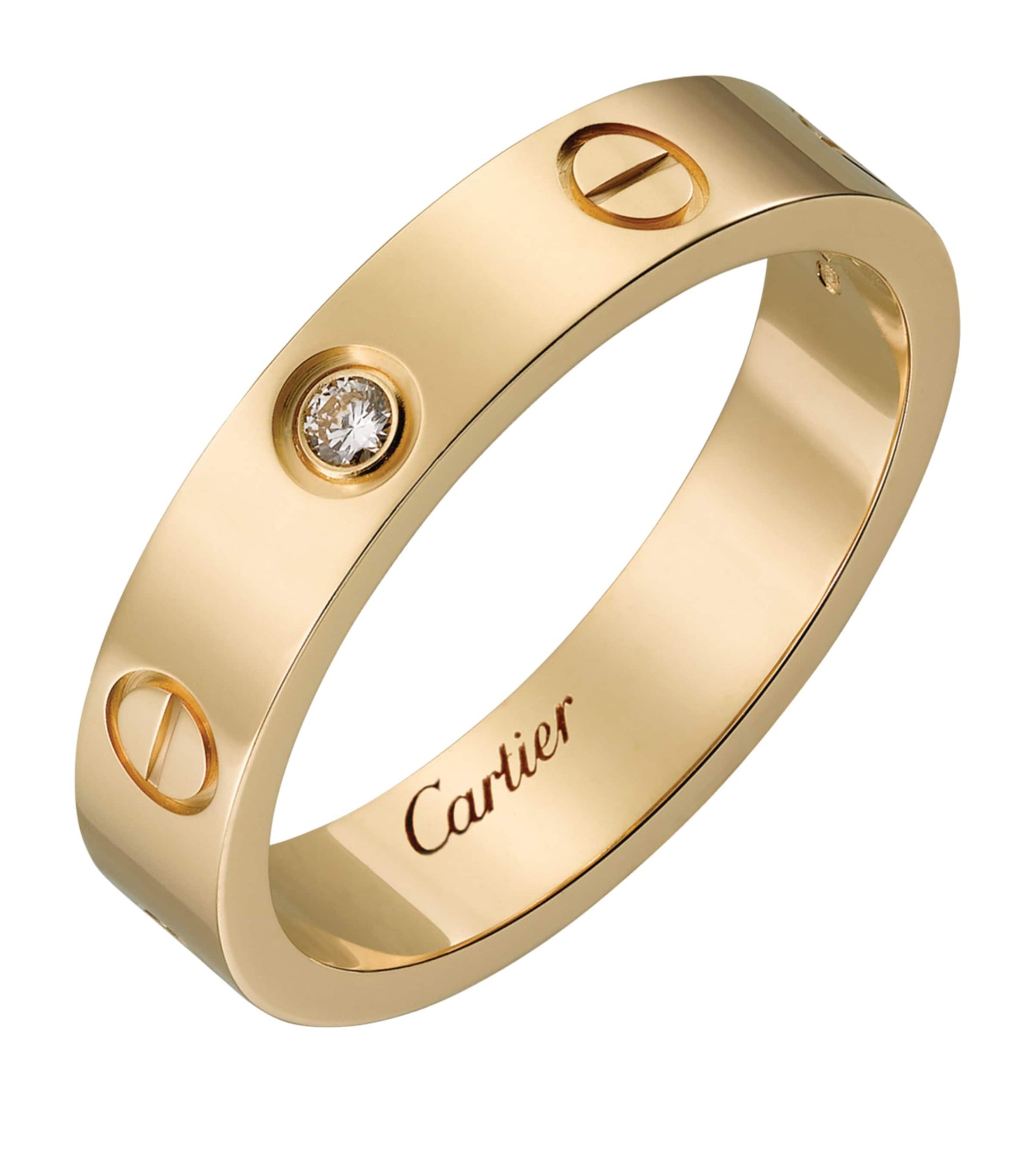 Yellow Gold and Diamond LOVE Wedding Band