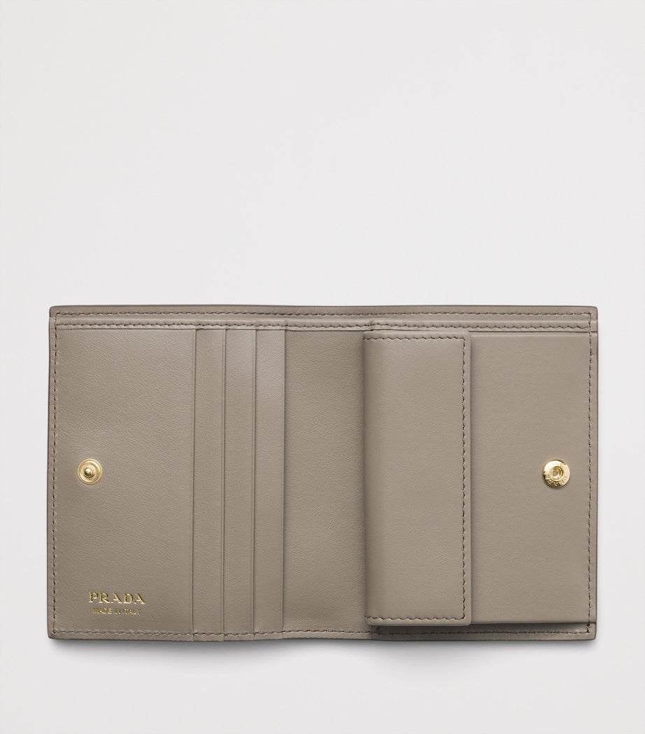 Grey Small Leather Bifold Wallet