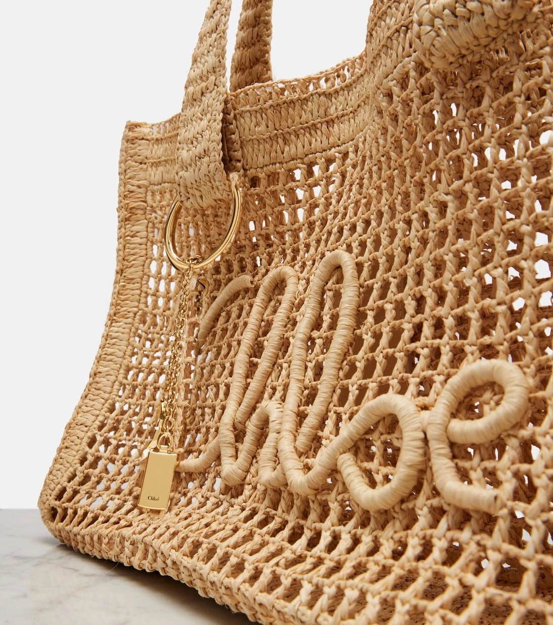 Chloé - Summer Banana East-West raffia tote bag