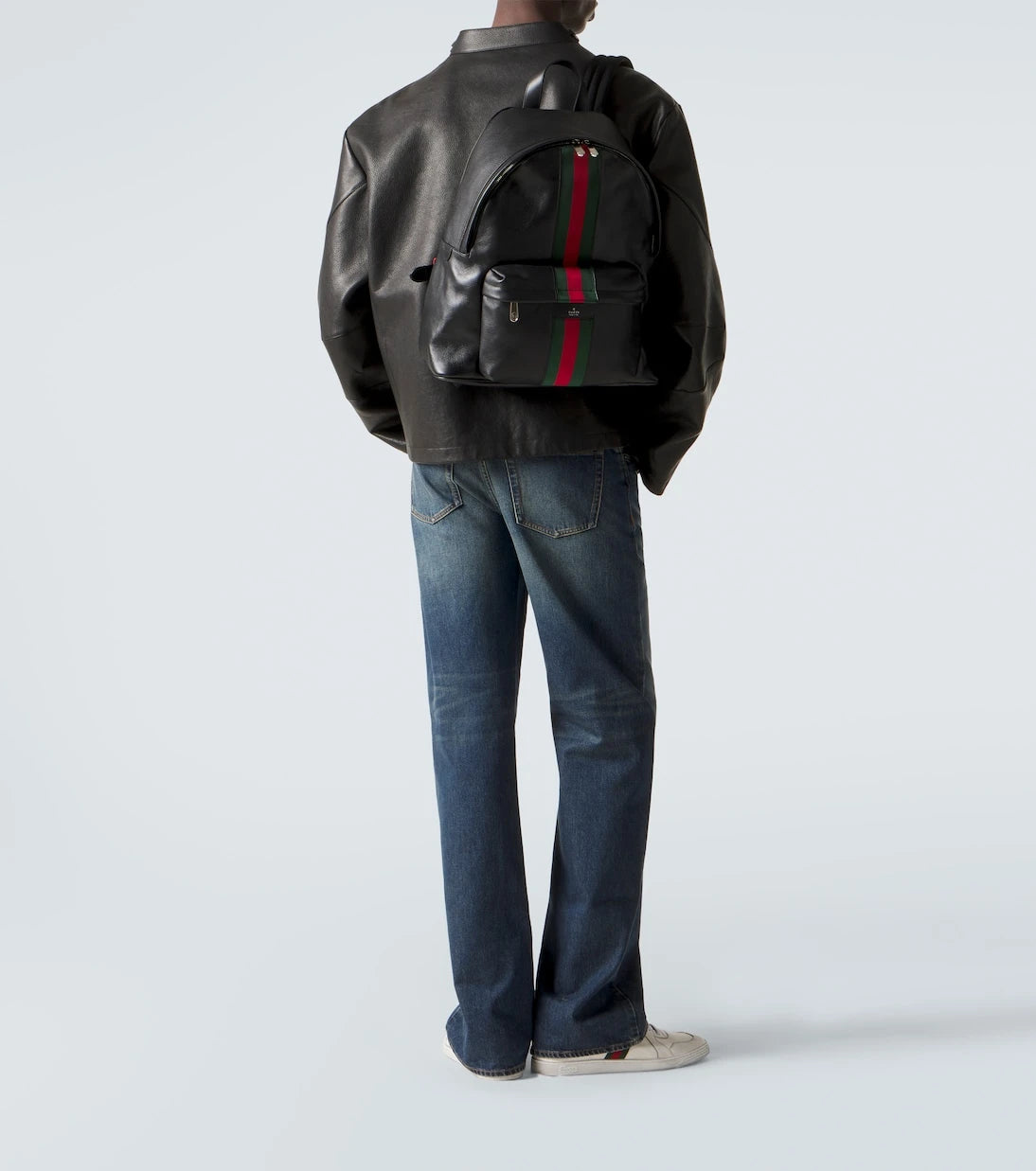 Gucci - Web Stripe leather backpack