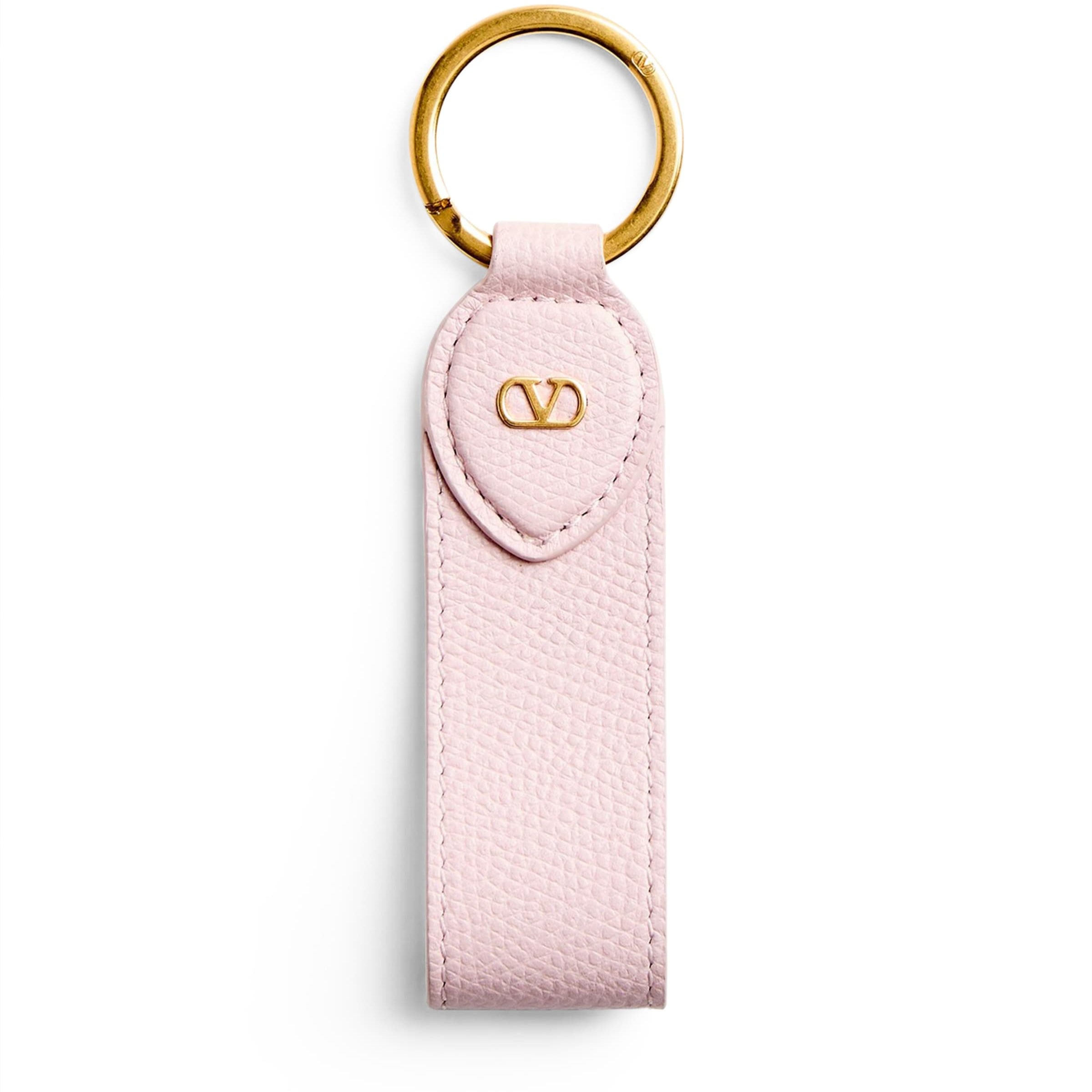 Valentino Garavani Pink Leather VLogo Keychain