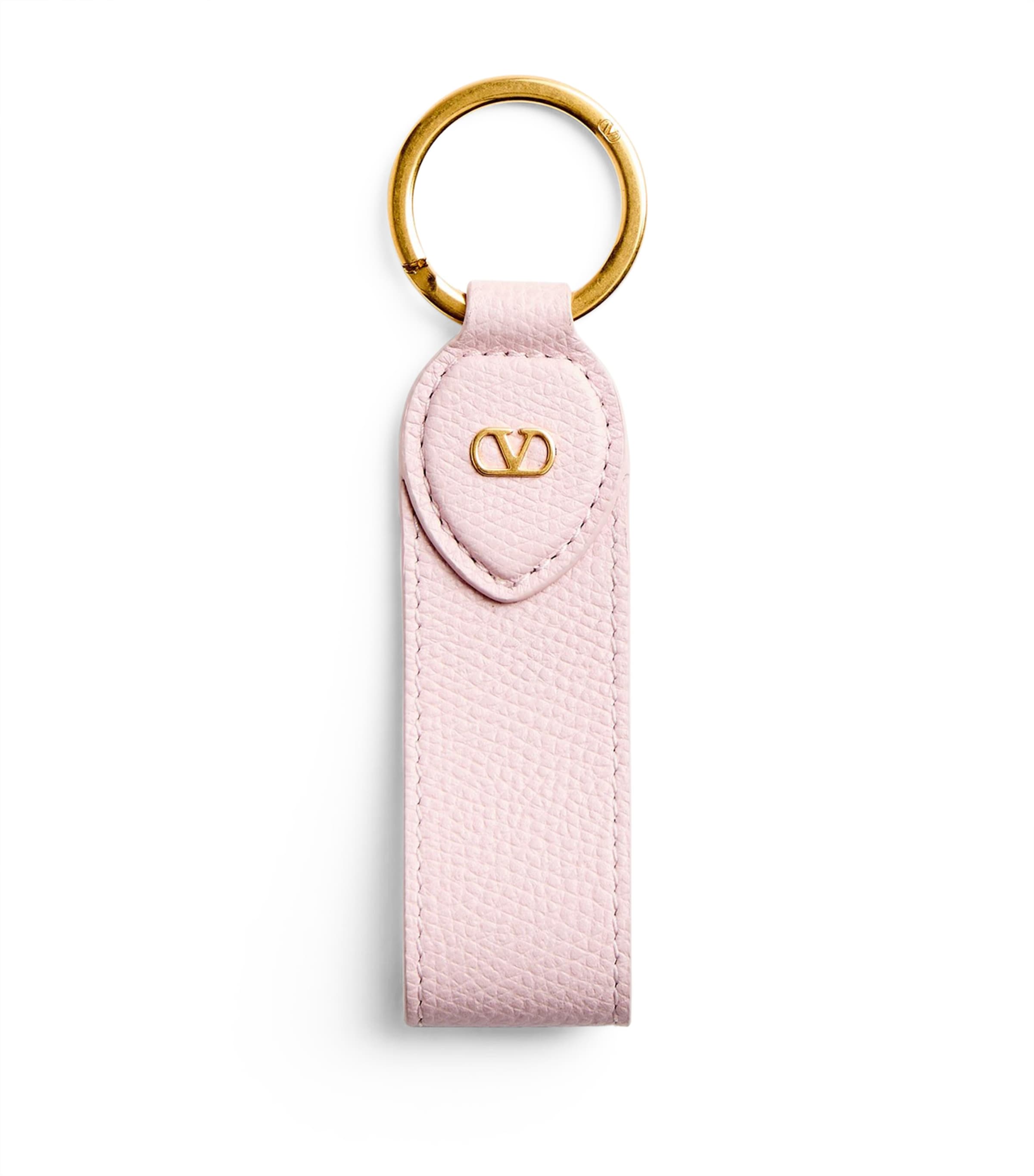 Valentino Garavani Pink Leather VLogo Keychain