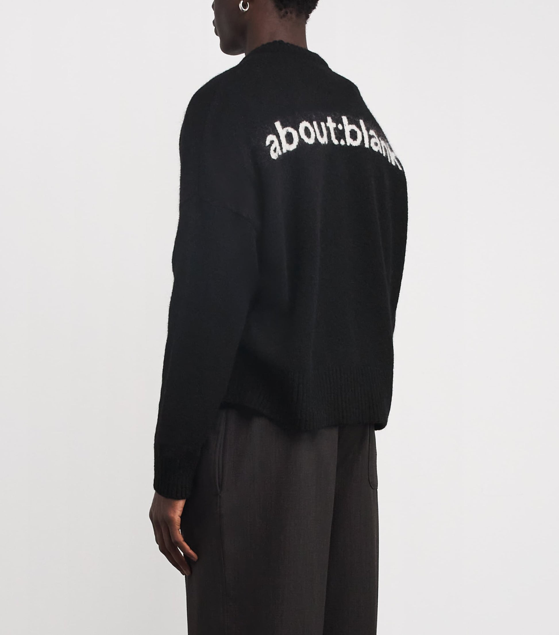 Wool-Blend Back Logo Sweater BLACK/ECRU