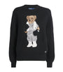 Polo Ralph Lauren Black Cotton Open Knit Polo Bear Sweater