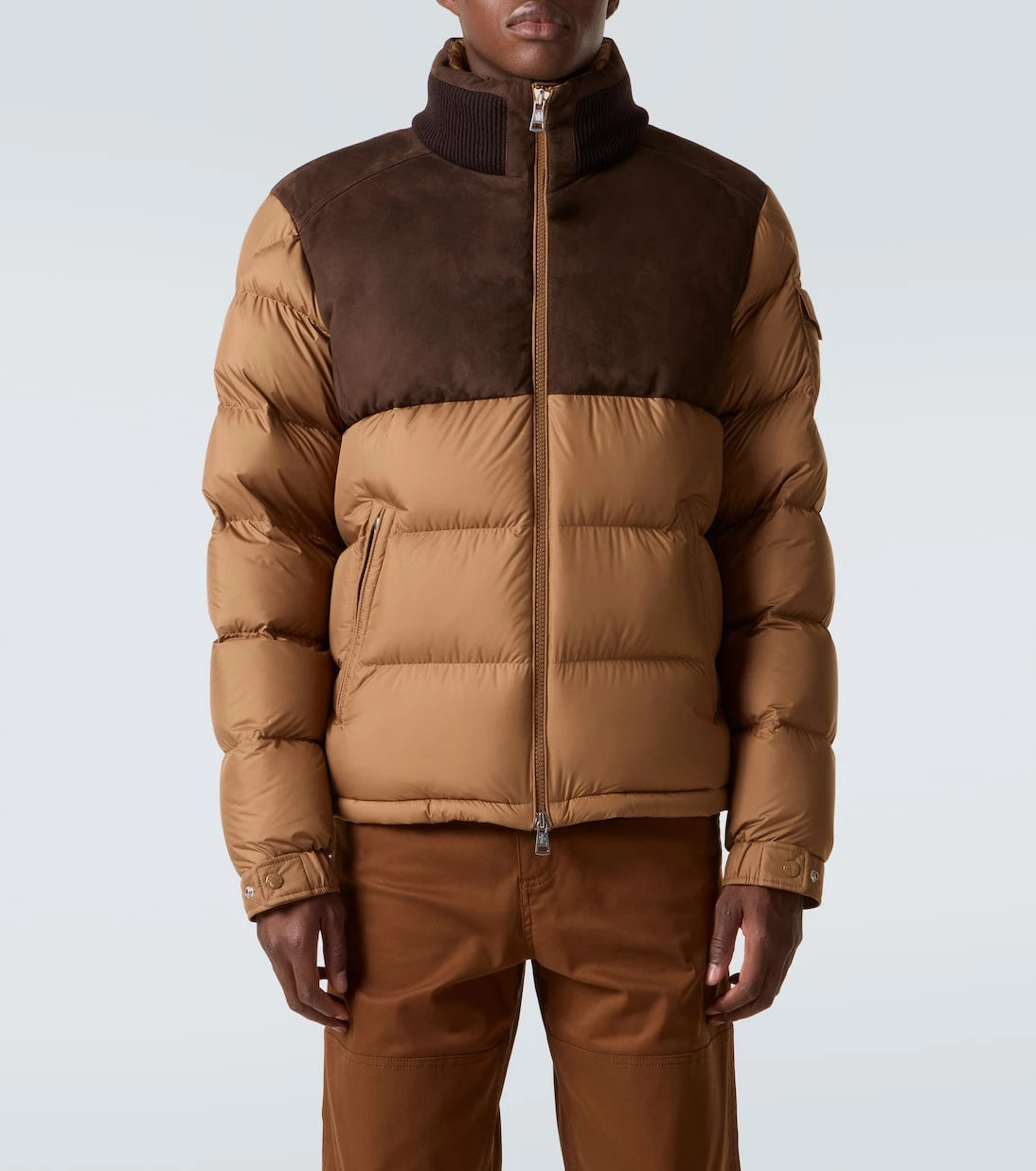 Moncler - Cheverny suede-trimmed down jacket