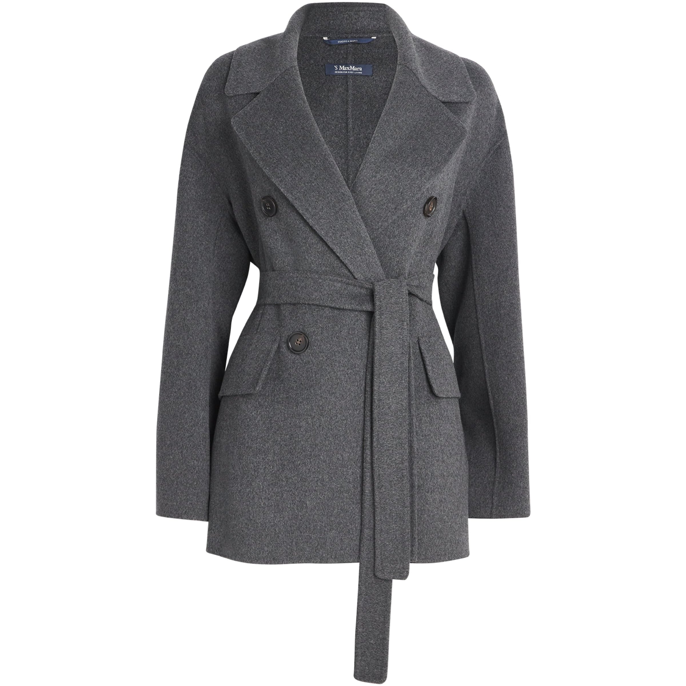 Max Mara Grey Camel Hair Belted Coat