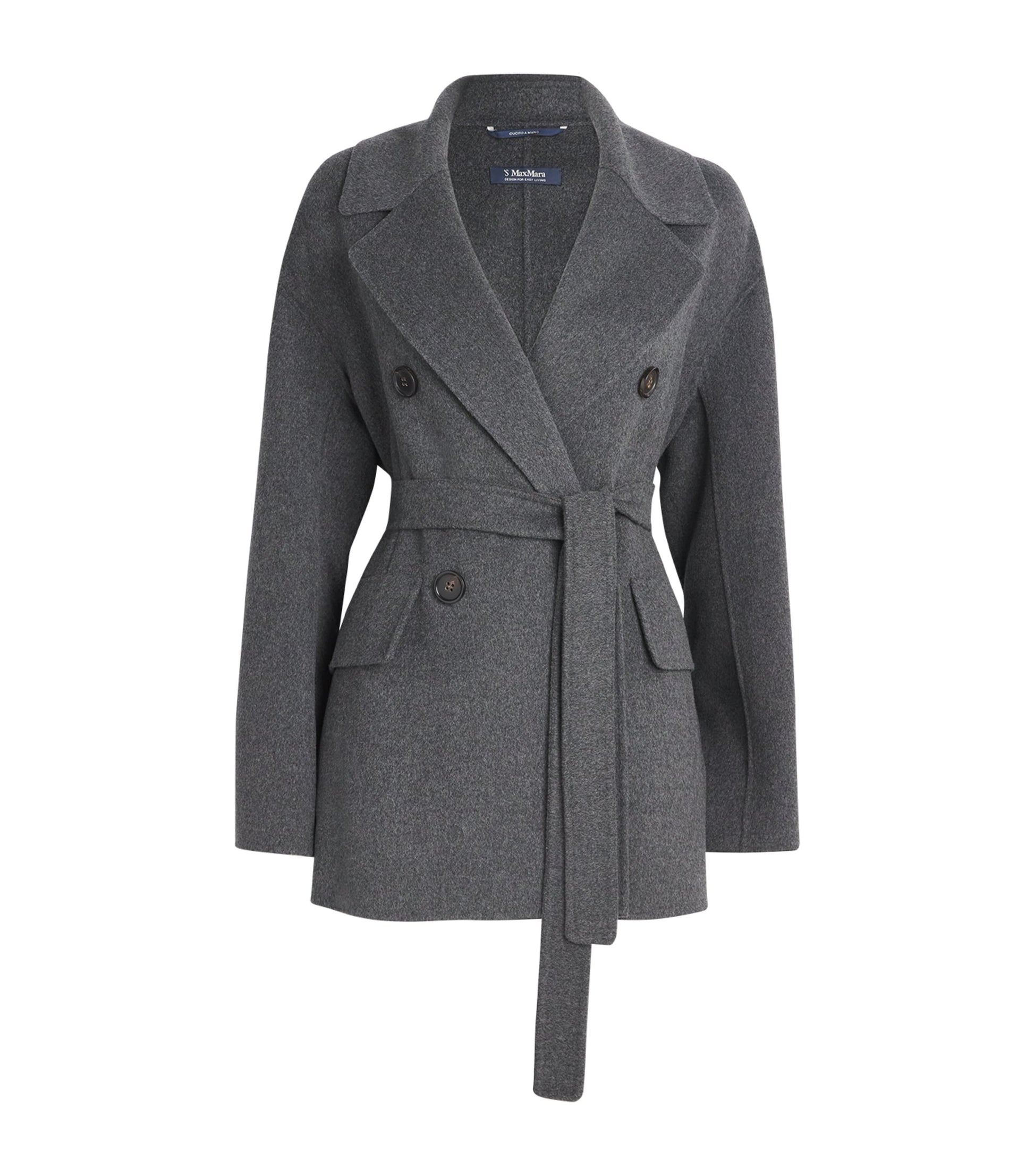 Max Mara Grey Camel Hair Belted Coat