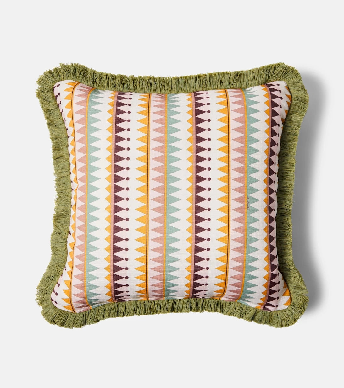 La DoubleJ - Fringed printed canvas cushion