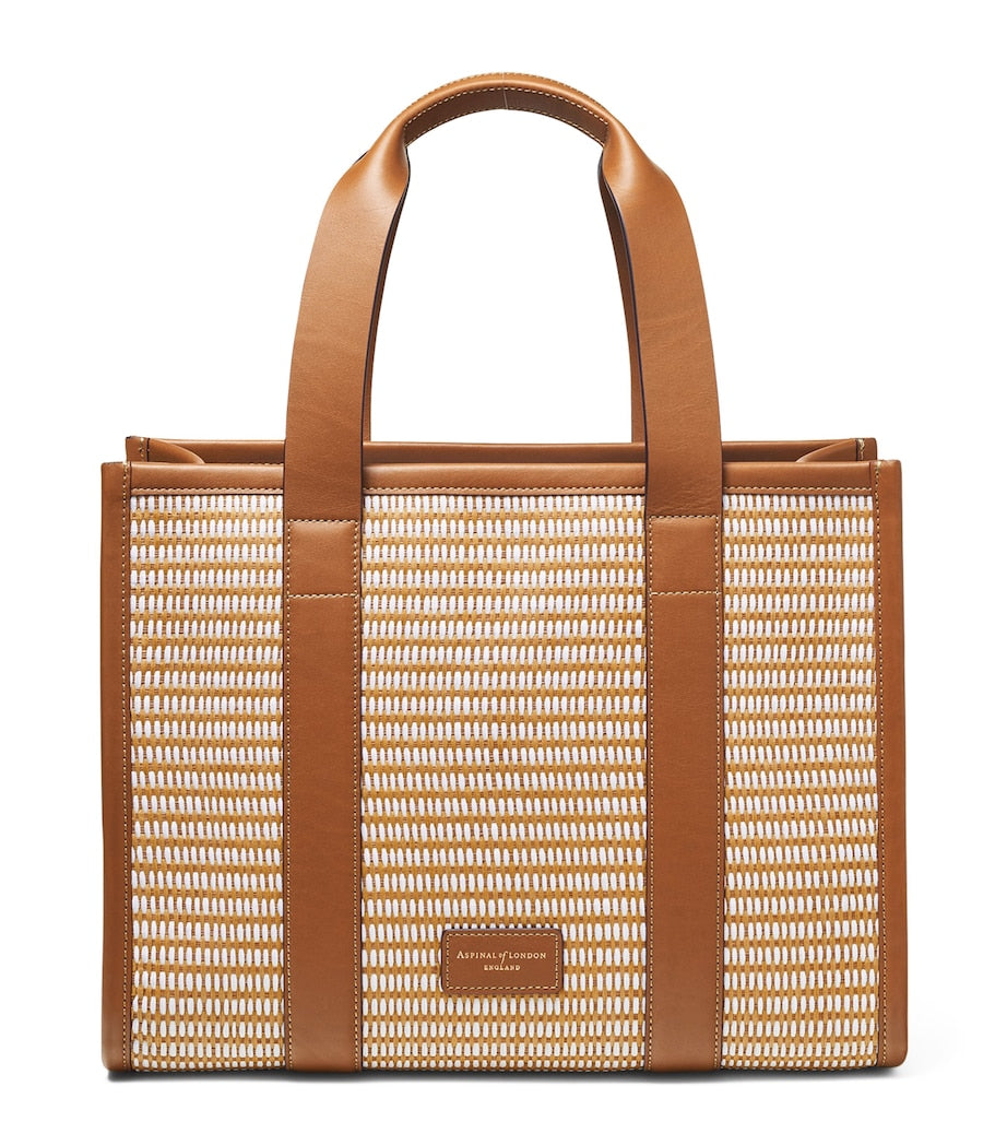 Aspinal Of London Neutral Small Raffia Henley Tote Bag