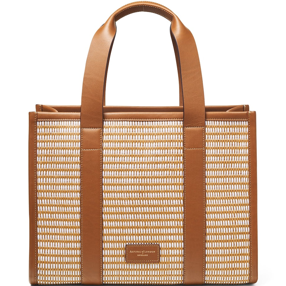 Aspinal Of London Neutral Small Raffia Henley Tote Bag