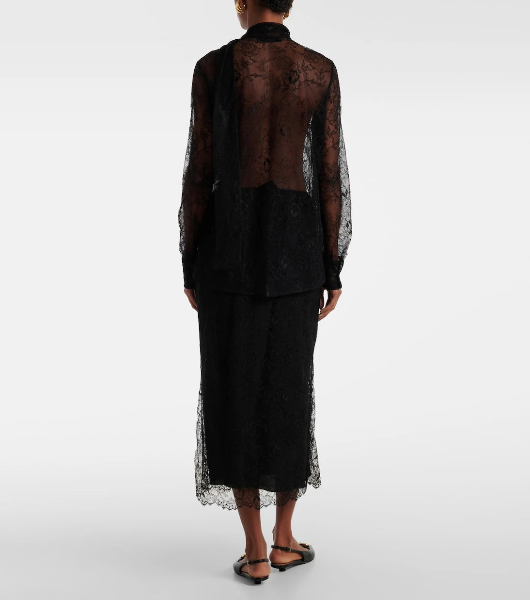 Valentino - Scarf-detail floral lace blouse