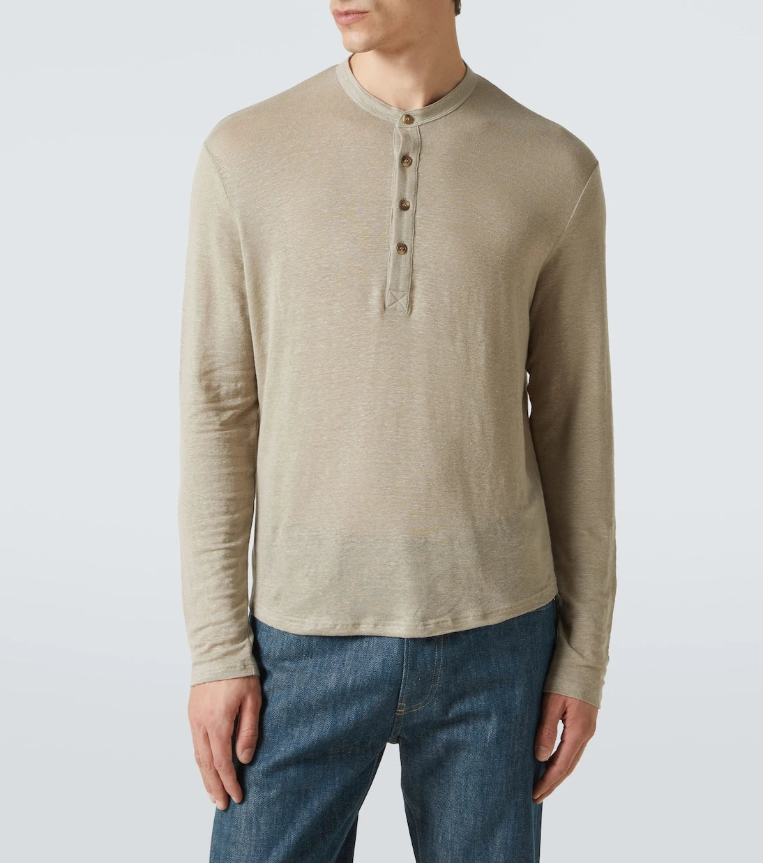 Thom Sweeney - Linen-blend Henley shirt