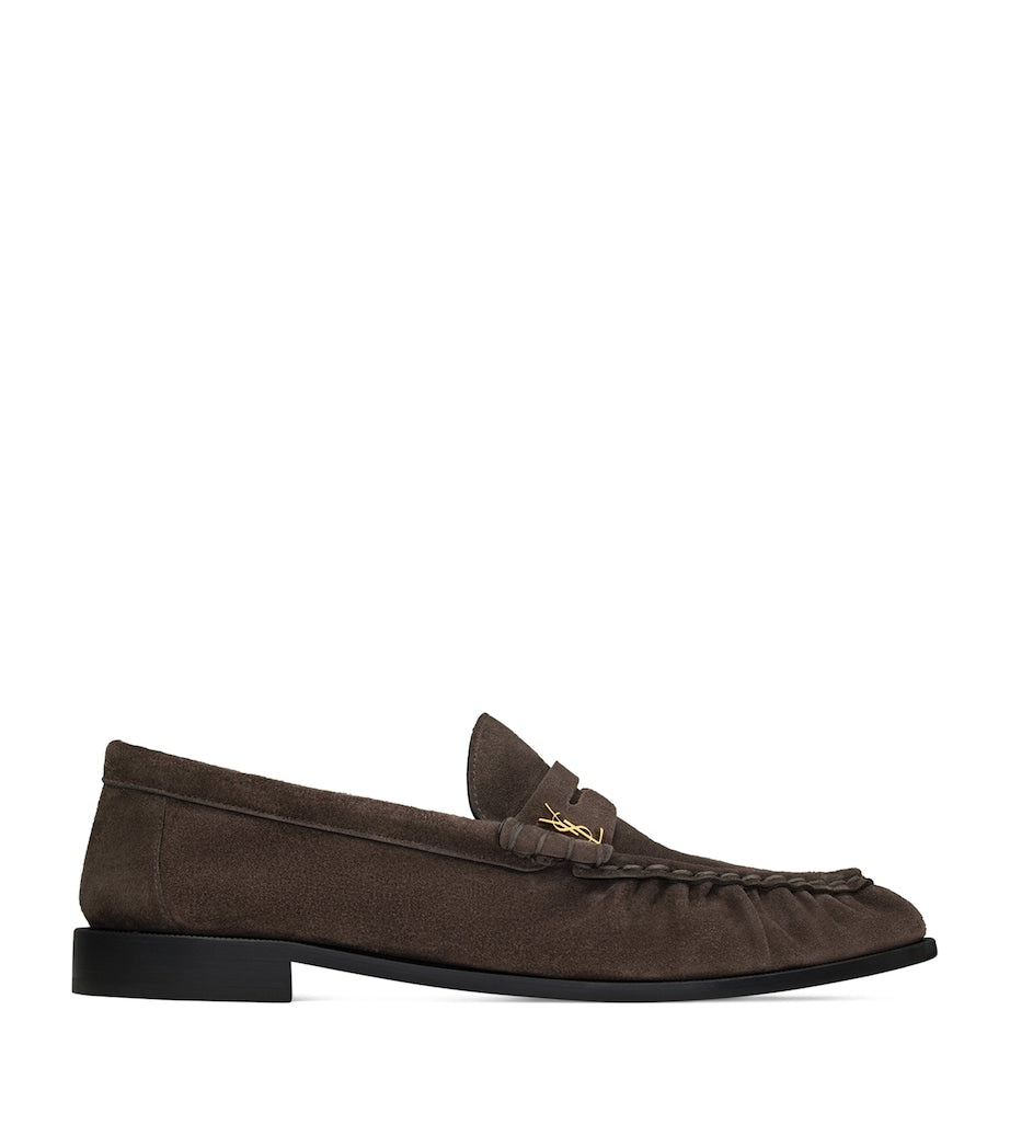 Saint Laurent Burgundy Suede Le Loafers