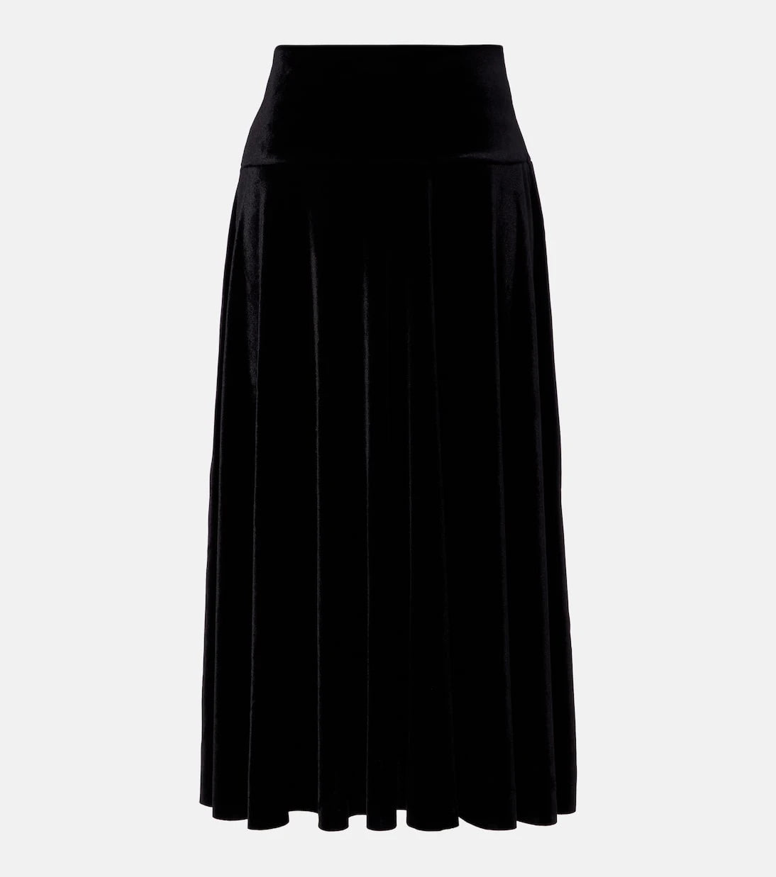 Norma Kamali - Flared pleated velvet midi skirt