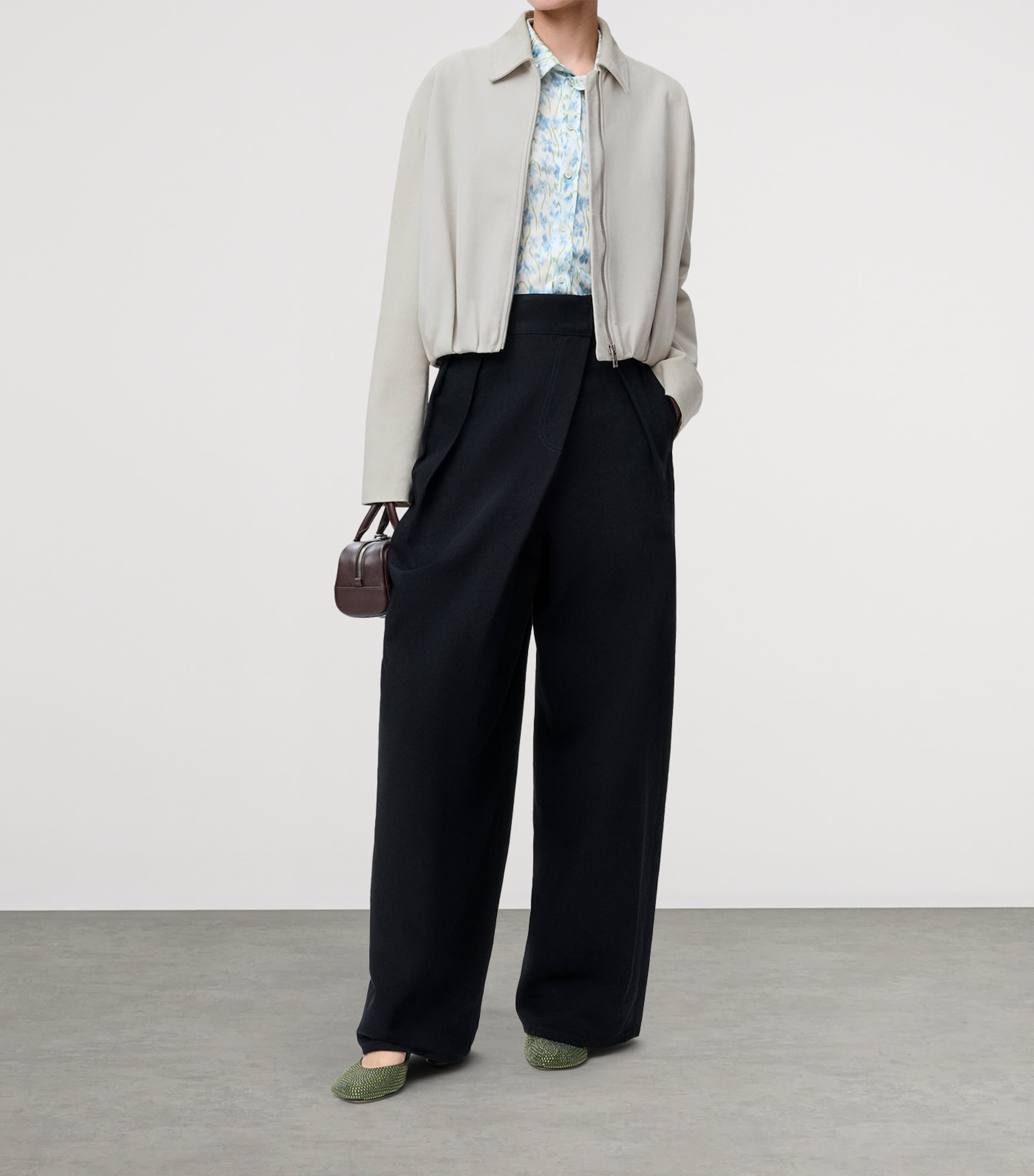 Grey Draped Suede Jacket