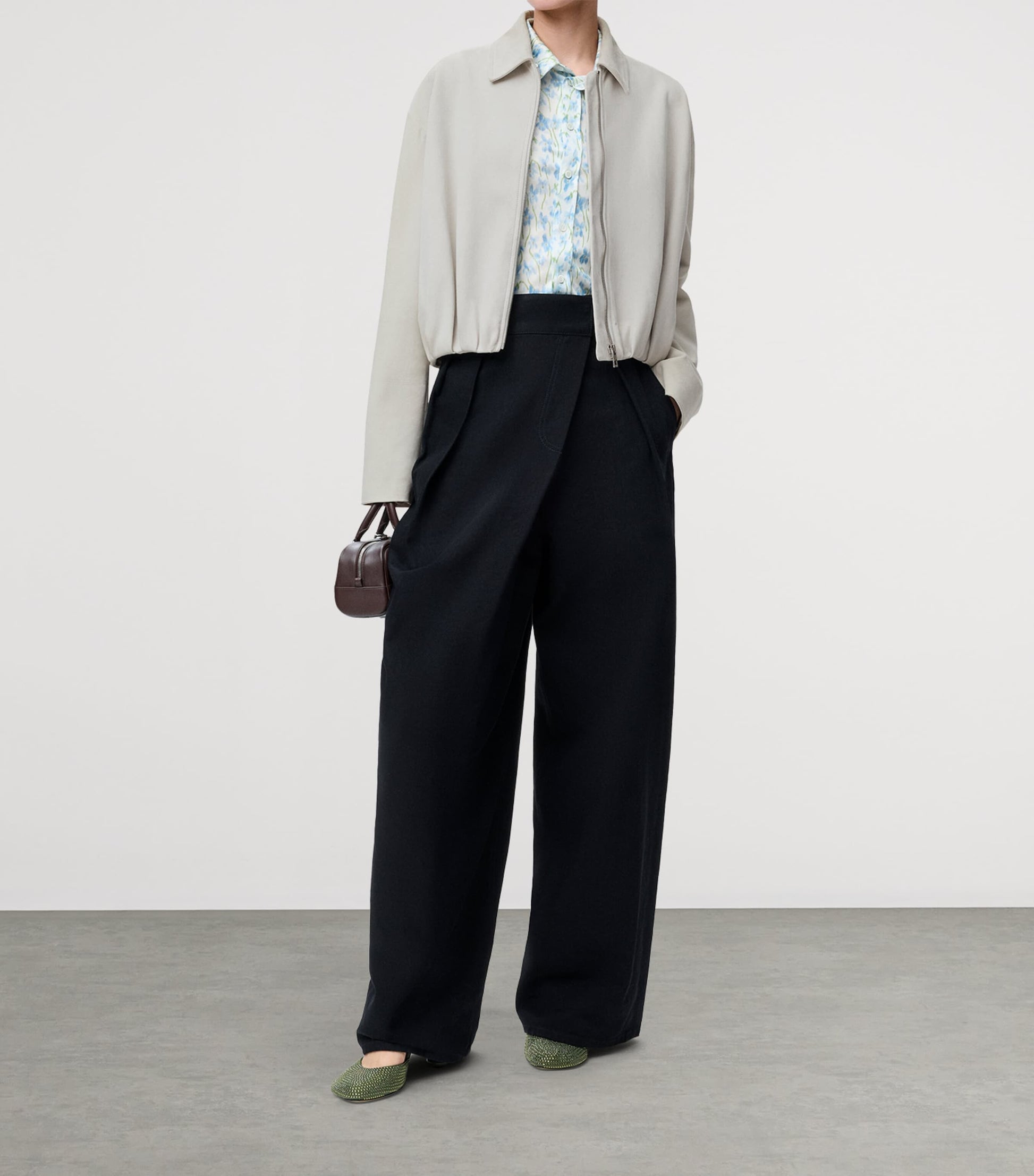 Grey Draped Suede Jacket