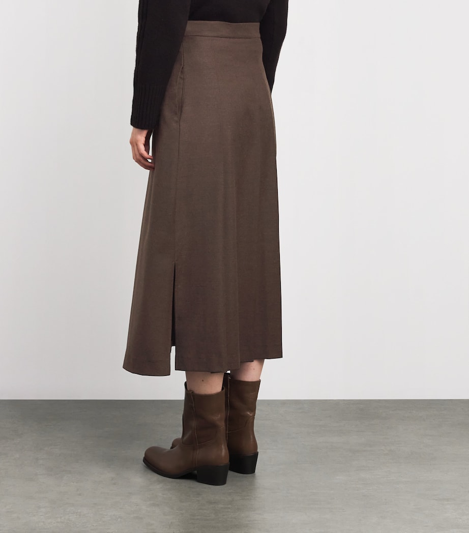Wool-Blend Midi Skirt CHOCOLATE
