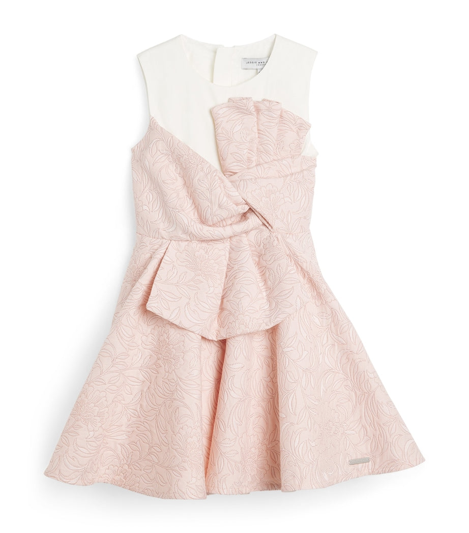 JESSIE AND JAMES Pink Floral-Jacquard Little Heart Dress (4-14 Years)