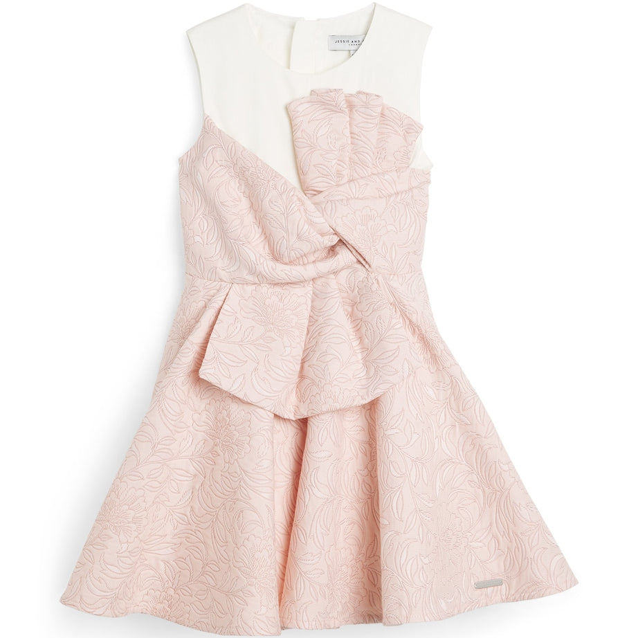 JESSIE AND JAMES Pink Floral-Jacquard Little Heart Dress (4-14 Years)