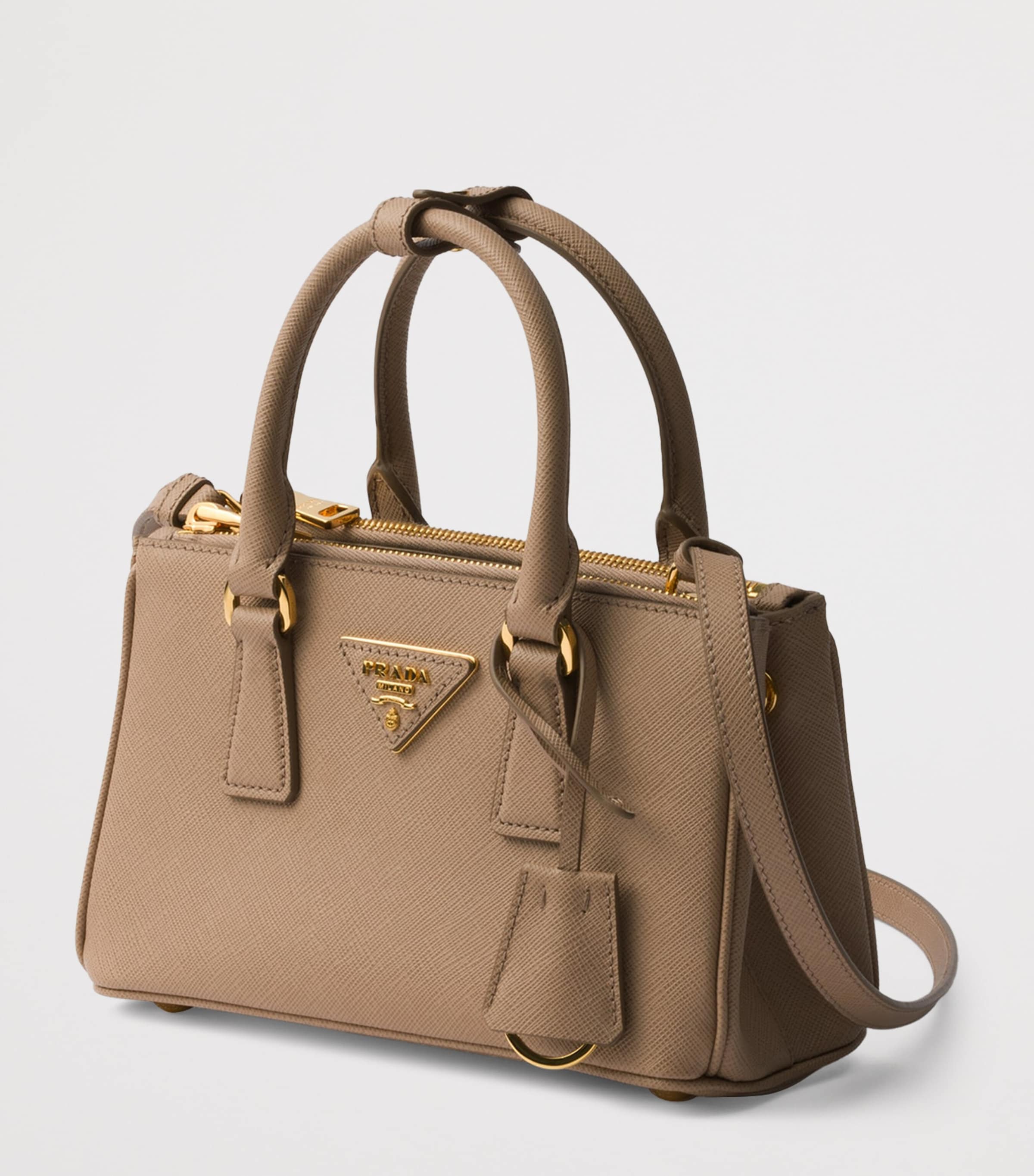Prada Nude Mini Saffiano Leather Galleria Top-Handle Bag