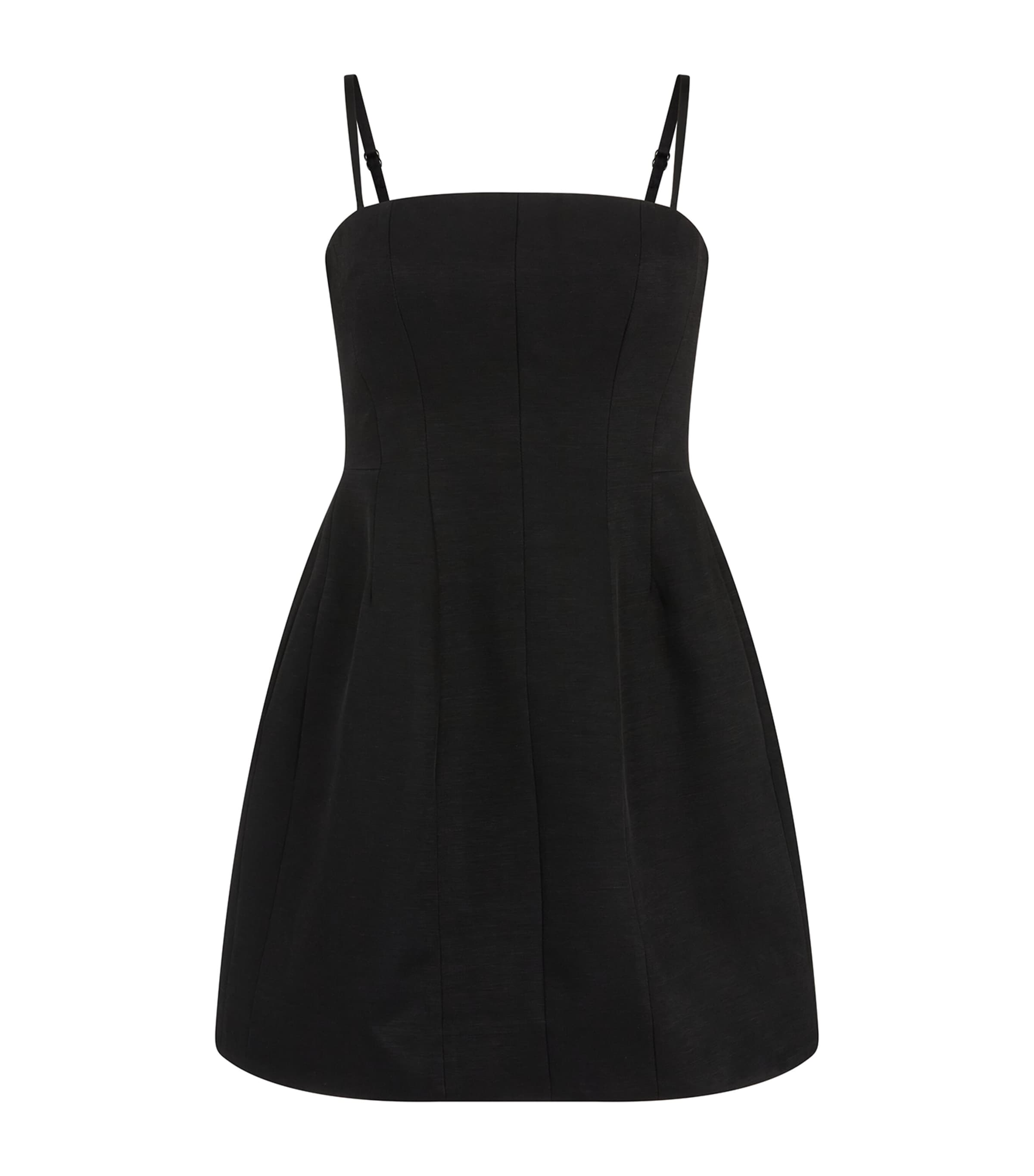 Maje Black Linen-Blend Strapless Mini Dress