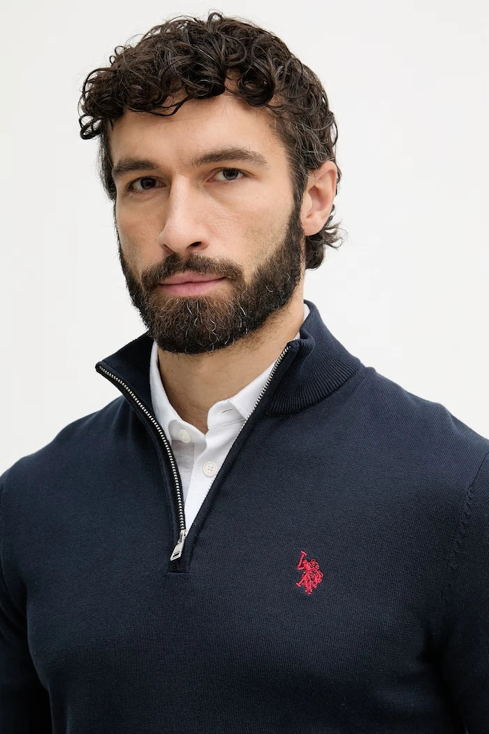 U.S. Polo Assn. Erkek Pamuklu 1/4 Fermuarlı Balıkçı Yaka Kazak