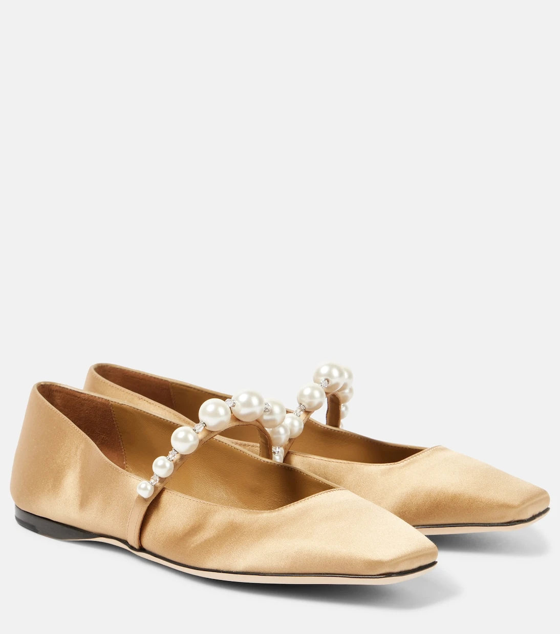 Jimmy Choo - Ade embellished satin Mary Jane flats