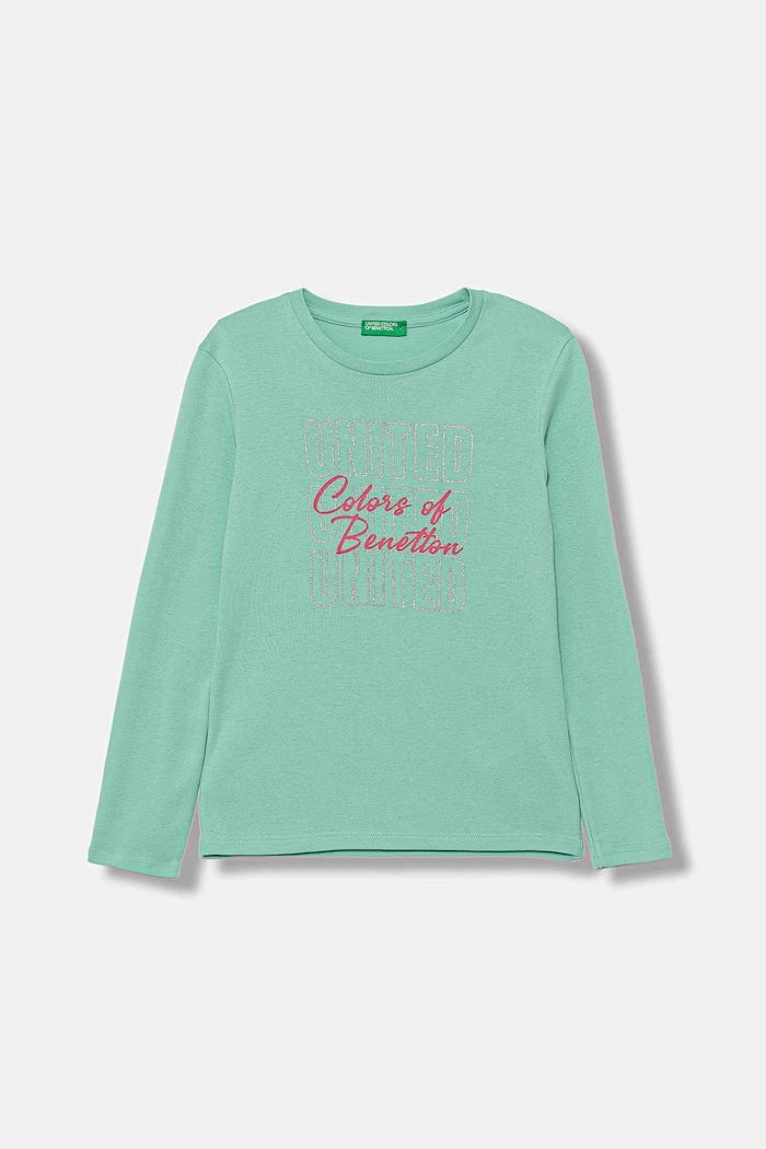 United Colors of Benetton çocuklar için uzun kollu pamuklu bluz
